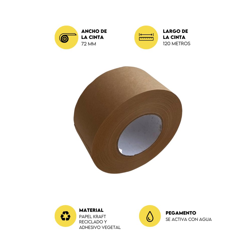 Cinta de papel engomado Kraft – 120 metros